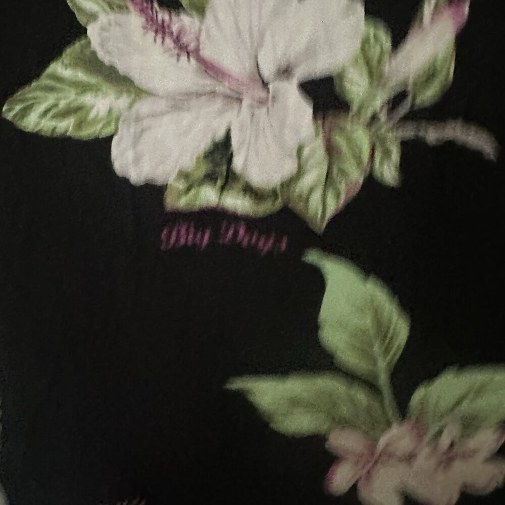 Big Dogs Hawaiian Button Shirt Men XL Black Floral Collar Beach Resort Habiscus - Picture 7 of 8